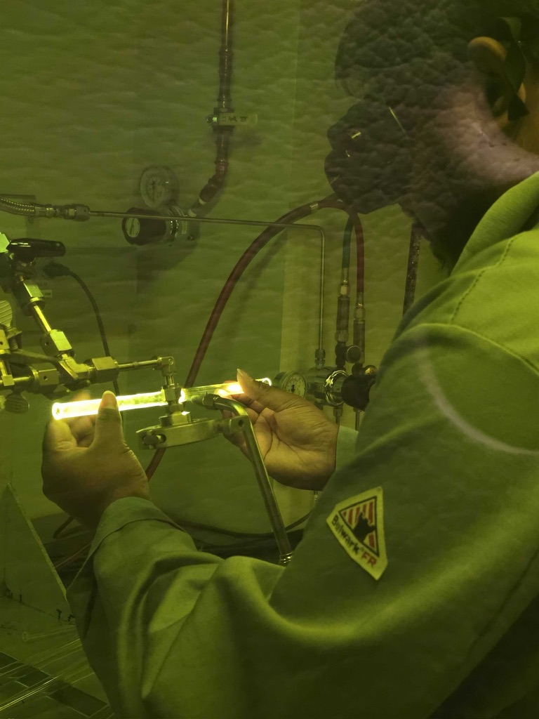 Ramachandra Bangari working with an experimental setup in the laboratory